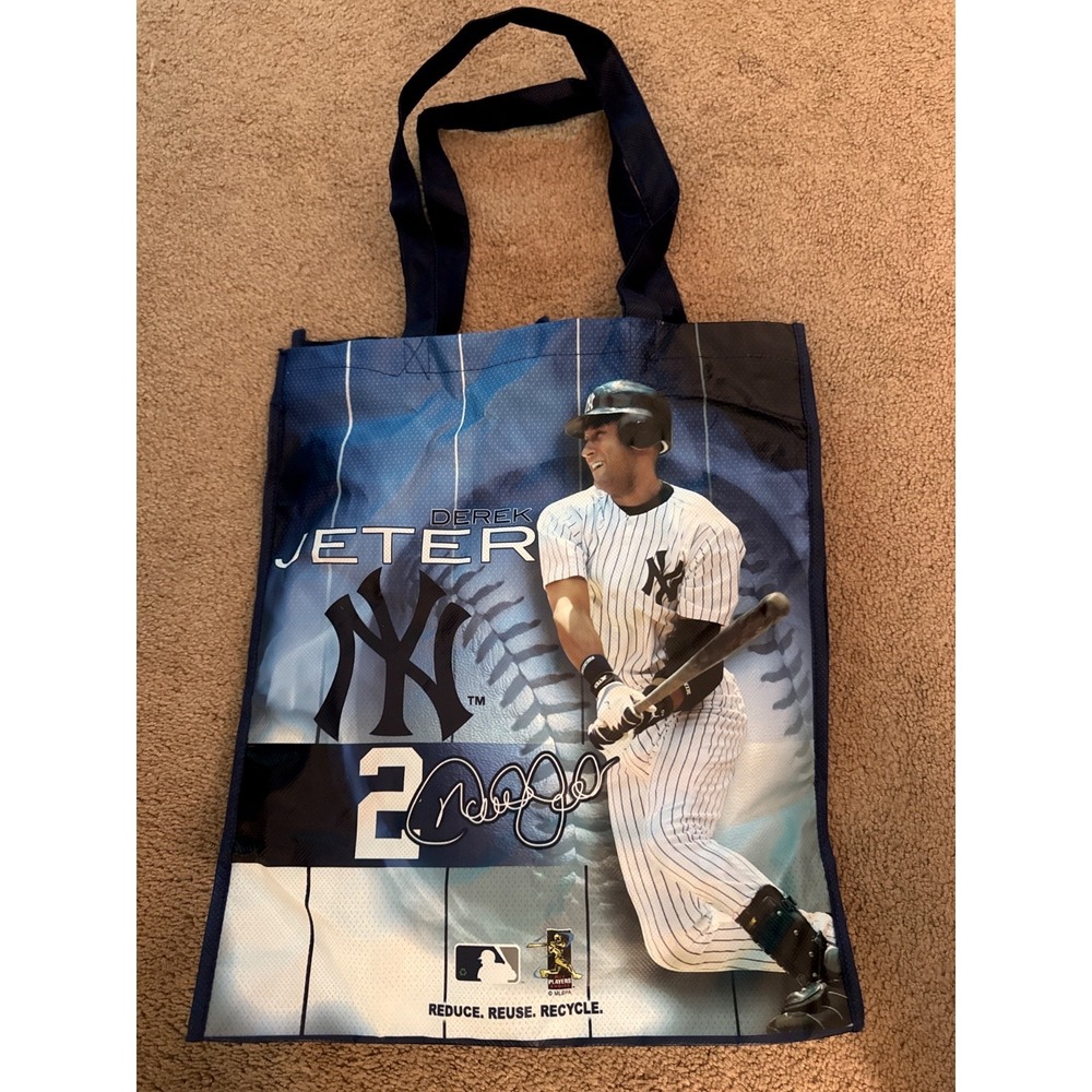 New York Yankees Baseball DEREK JETER Shopping Tote Gift bag reusable Grocery L